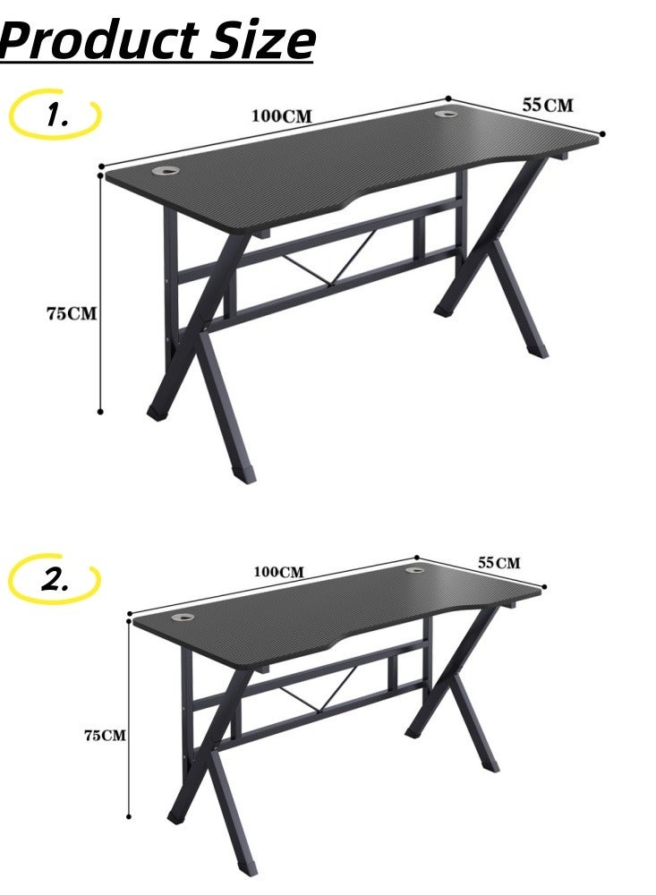 Zanotta Ergonomic K shaped Office Table Study Desk Office Desk Spacious Home Office Table Gaming Desk Gaming Table Computer Table Study Table with Carbon Fibre Desktop Ideal for Students and Gamers Black - Image 4